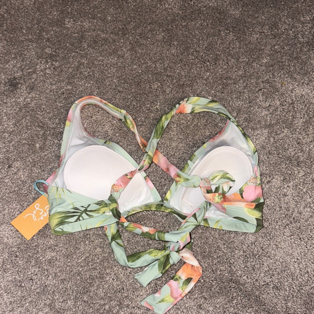 Shade & Shore Floral Bikini Top - Green and Orange new size s - Picture 4 of 10